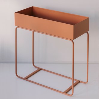 Metal Planter Tall - Terracotta