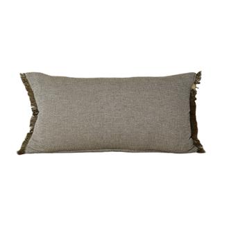 BREAKFAST WAFFLE CUSHION W FRINGE 30x60cm KHAKI