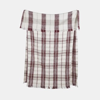 BERRY CHECKD TEXTURED THROW RED
