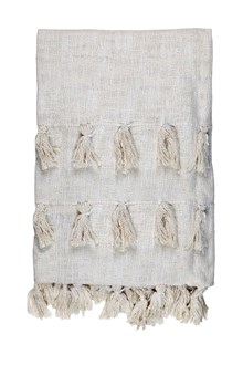 CHUNKY SLUB THROW W/TASSELS NATURAL