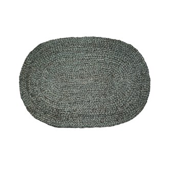 Jute Mat Braided Oval Green 60x90 