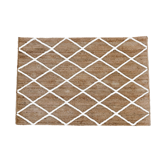 Diamond Jute Mat White - 80x120cm